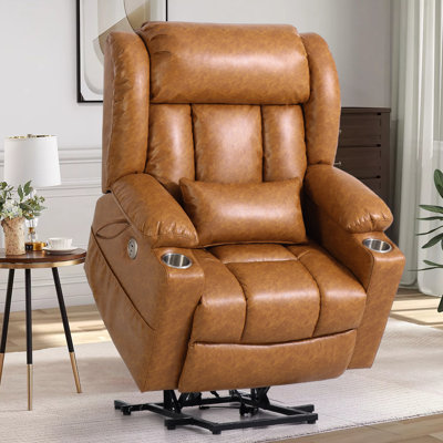 37.8" Wide Zero Gravity Power Lift Chair, Heated Massage Electric Recliner, Super Soft Padding, PU Leather