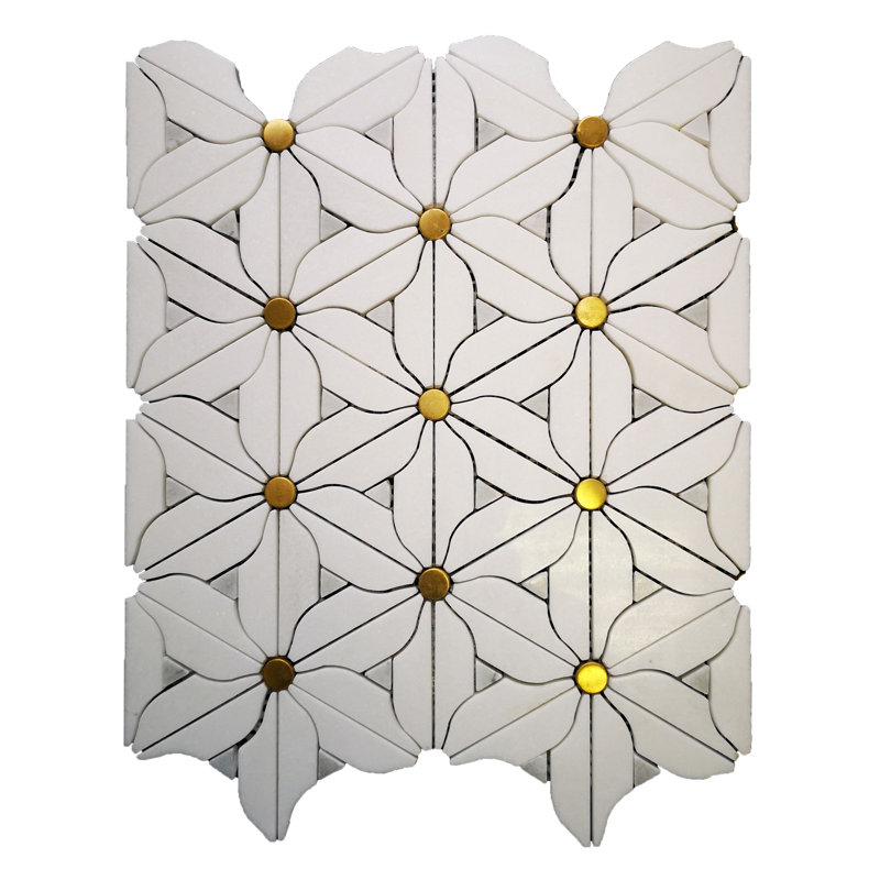 12" x 14" Natural Stone/Metal Novelty Mosaic Wall & Floor Tile
