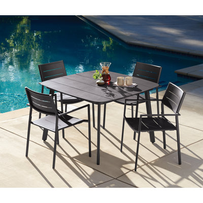 Ensemble 5 pièces de table de salle à manger et de fauteuils en aluminium Eiland