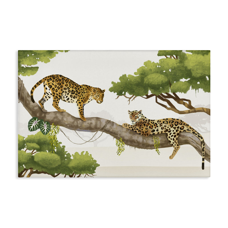 «Leopards Prowling on Branch» par Lucca Shappard, H 30 po x l 45 po
