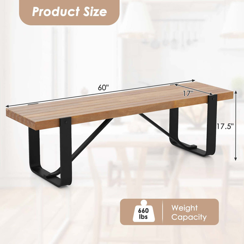 Banc d'entrée 60 po avec étagère en métal