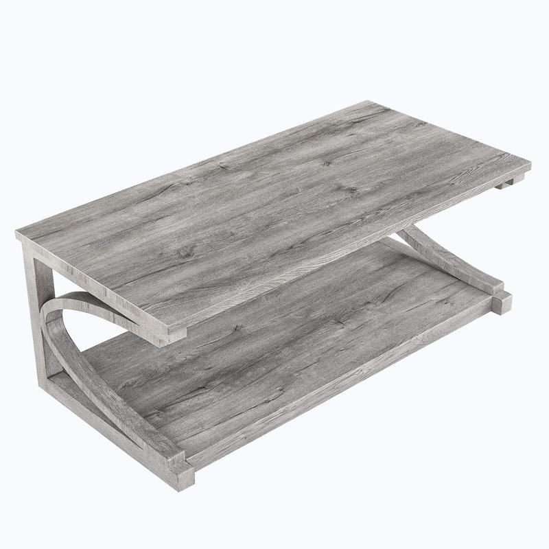 Clayman Faux Wood Rectangular Coffee Table, Gray