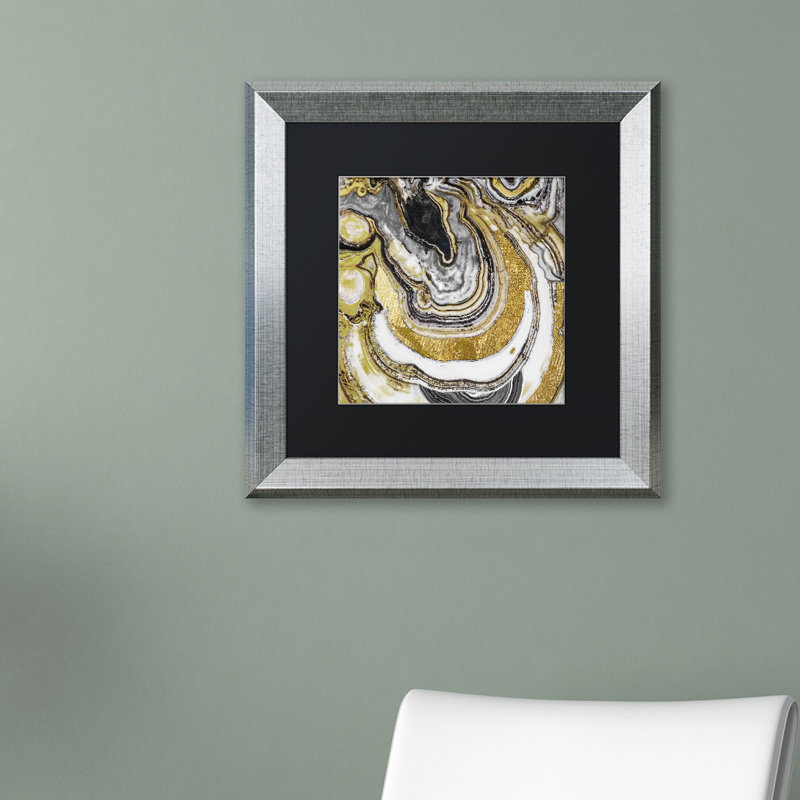 Abstract Black and Gold Acrylic Canvas Print with Black Frame