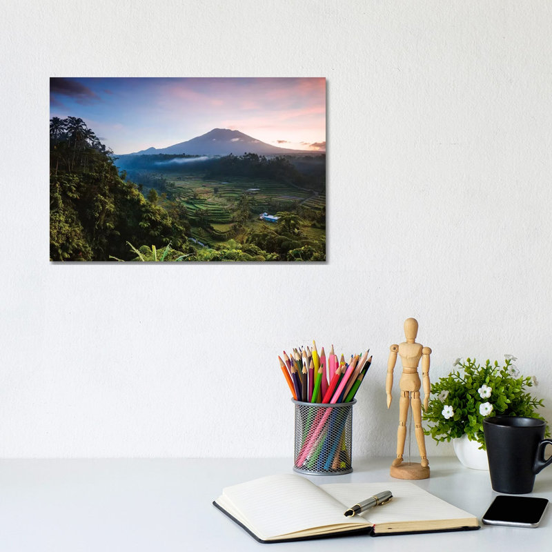 Volcano And Rice Fields, Bali I by Matteo Colombo - Wrapped Canvas Print, 20.32 cm H x 30.48 cm W
