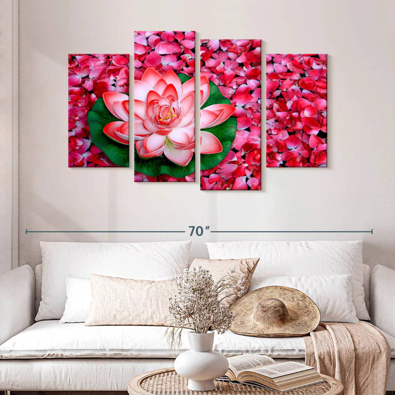 Lotus Flower And Rose Petals, H 32 po x l 52 po