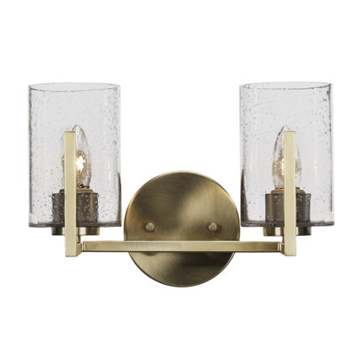 Atlas 2 Light Bath Bar Shown In Graphite Finish With 4” Clear Bubble Glass