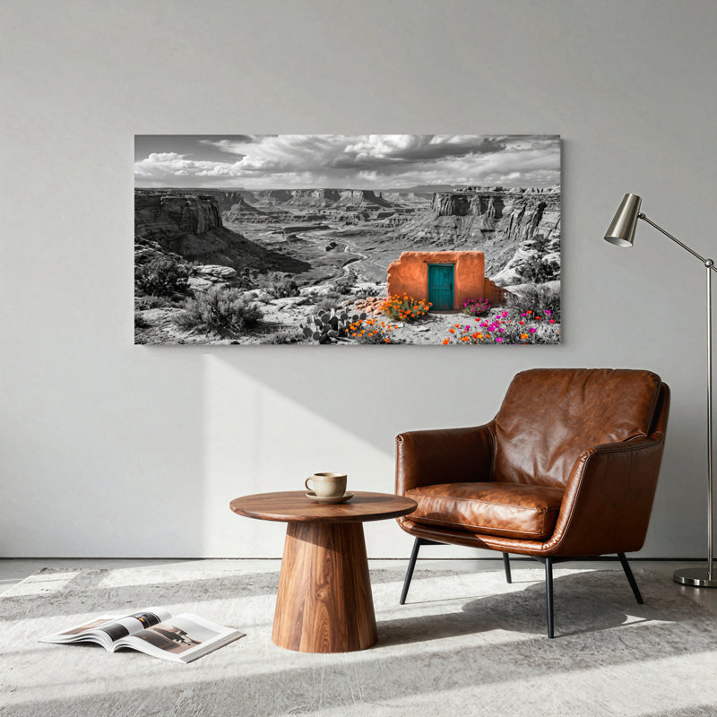 Ensemble de 1 tableau sur toile représentant un paysage désertique, L 48 po x H 24 po, Toile tendue