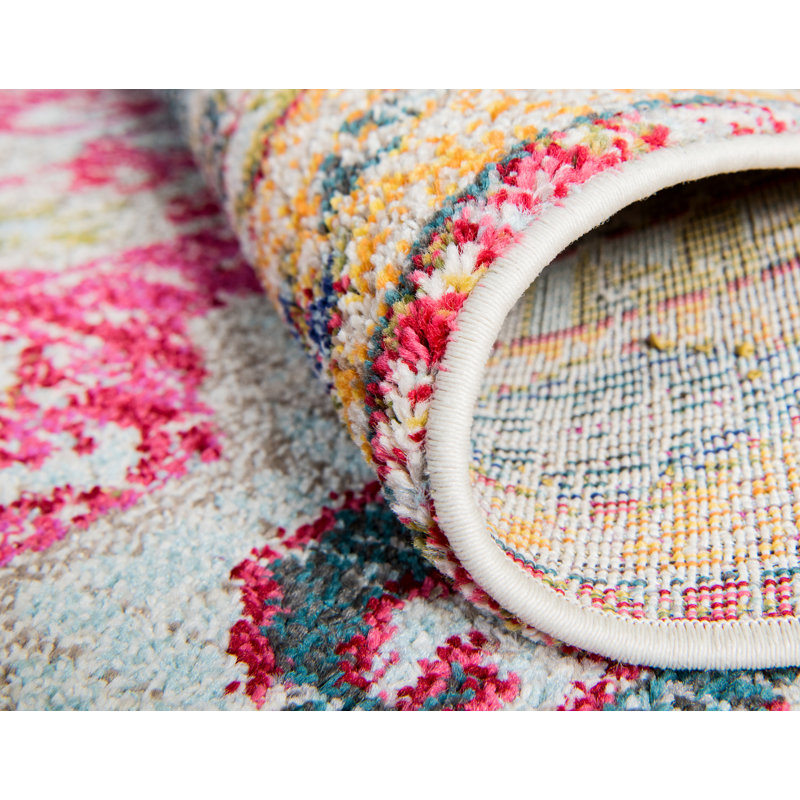 Jahanna Washable Oriental Indoor Rug, Round 8'