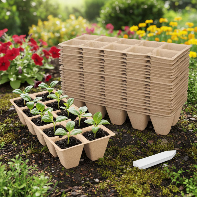 200 Cell Peat Seed Starter Trays, 20 Pack Planting Trays For Seedlings With 20 Labels