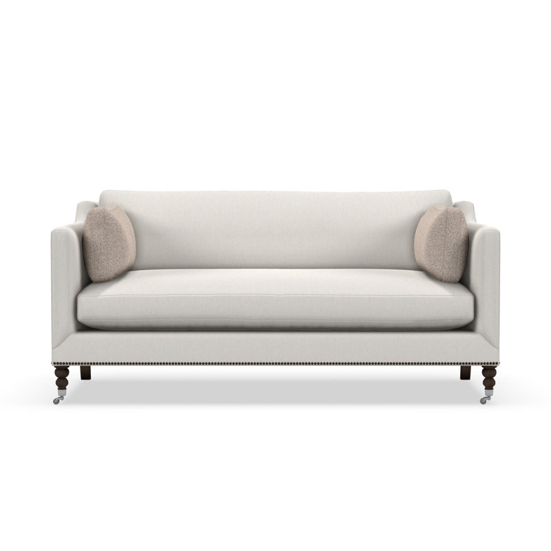 Madeline Sofa, Carob, Bone White Linen Blend, 34"H x 90"W x 40"D