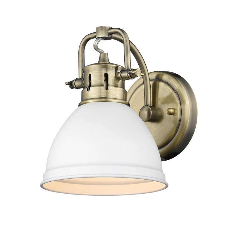 Dimmable Vanity Light, Aged Brass, Matte White