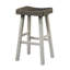 Ensemble de tabourets traditionnels en bois massif 2 pièces, siège contour gris / blanc H 29 po-1984069841-1984069842