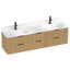 72 po Meuble-lavabo cannelé en chêne doré avec lavabo intégré et quincaillerie noire-1039064748-1039064751