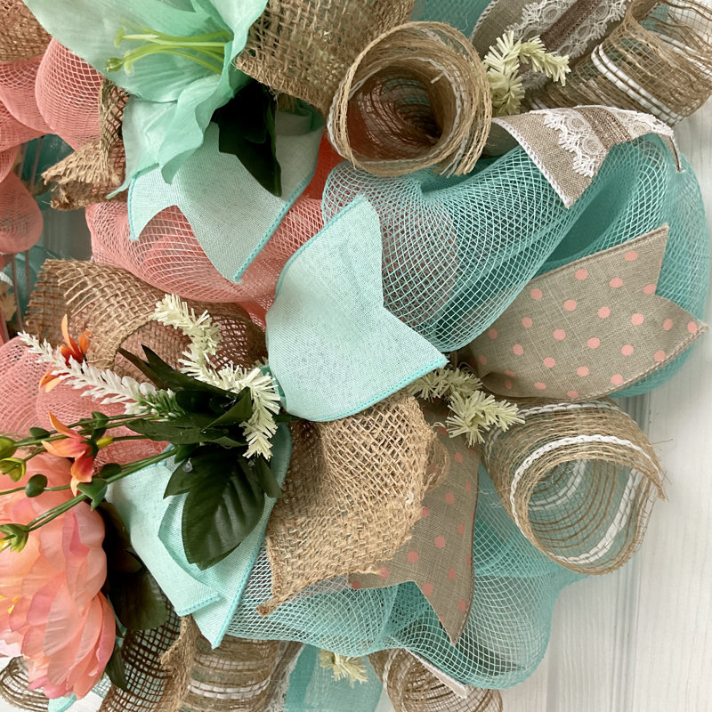 Couronne florale printanière menthe et melon