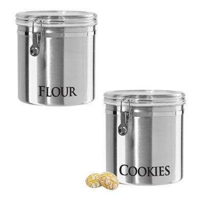 Ensemble de 2 pots en acier inoxydable - Biscuits, farine