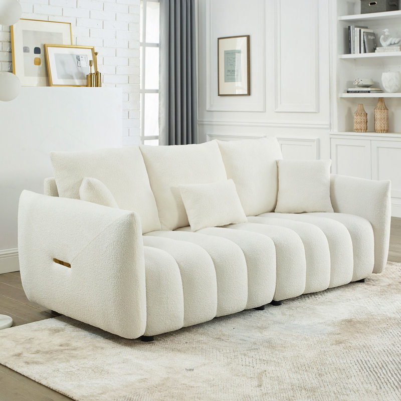 Canapé de 81 po avec 3 coussins de dossier et 3 coussins de dossier en bois massif de qualité supérieure, fauteuil rembourré surdimensionné pour salon, chambre à coucher, appartement et bureau