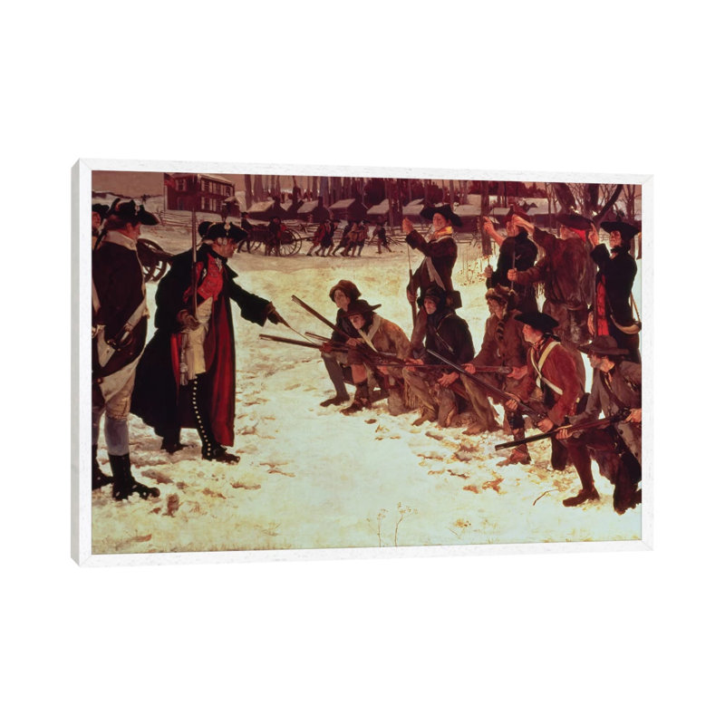 Baron Von Steuben Drilling American Recruits at Valley Forge in 1778, 1911 1 Piece Painting on Canvas, White Framed