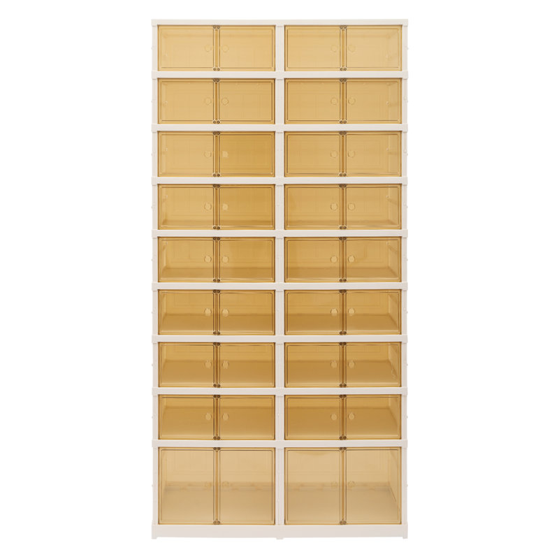 9-Tier Foldable Shoe Rack Plastic Collapsible Shoes Storage Box