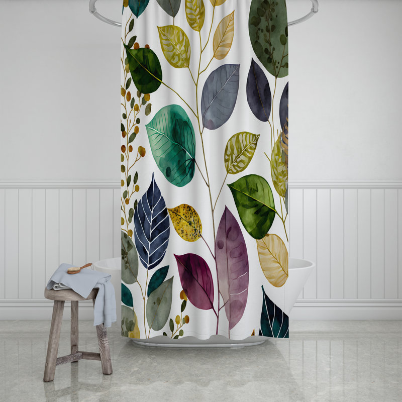 Rideau de douche simple à motif floral, H 93 po x l 70 po