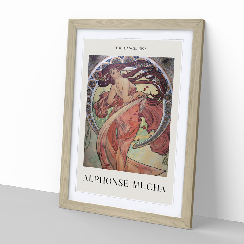 The Dance by Alphonse Mucha - Picture Frame Painting, 48cm H x 36cm W x 2cm D, Oak Framed