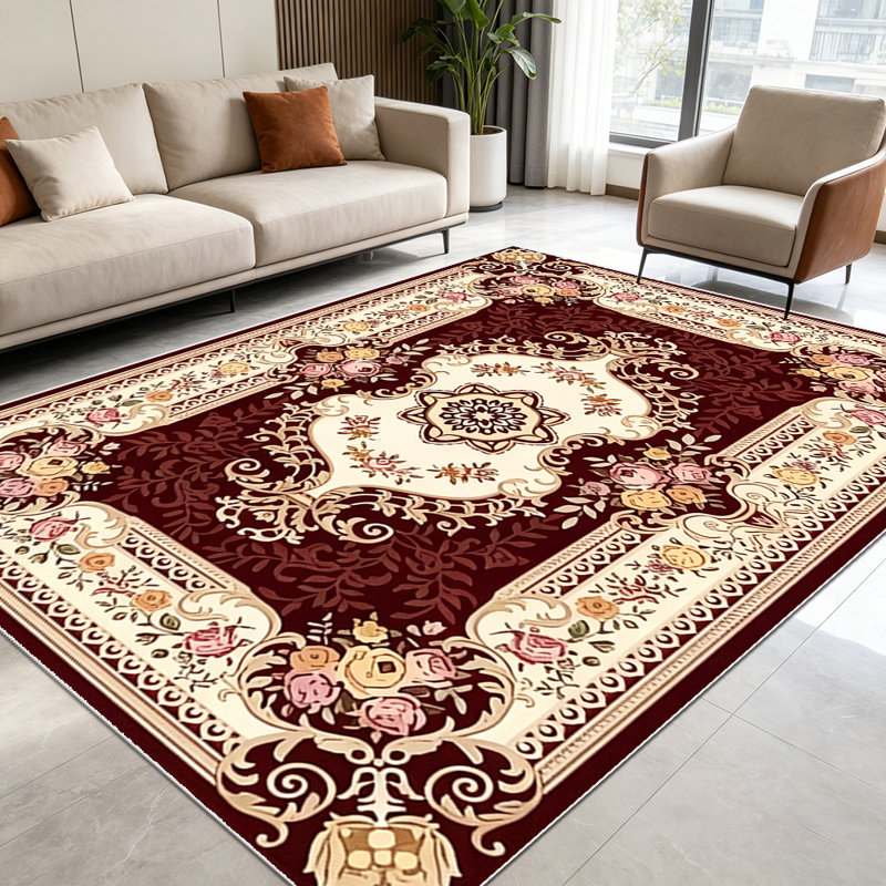 1PC Vintage Floral Medallion European style area rugs for Living Room, Soft and Comfortable, Suitable for all seasons, easy-to-maintain, machine washable Indoor floor mat, Under Table Farmhouse suitable for dining room, bedroom, entryway, kitchen,