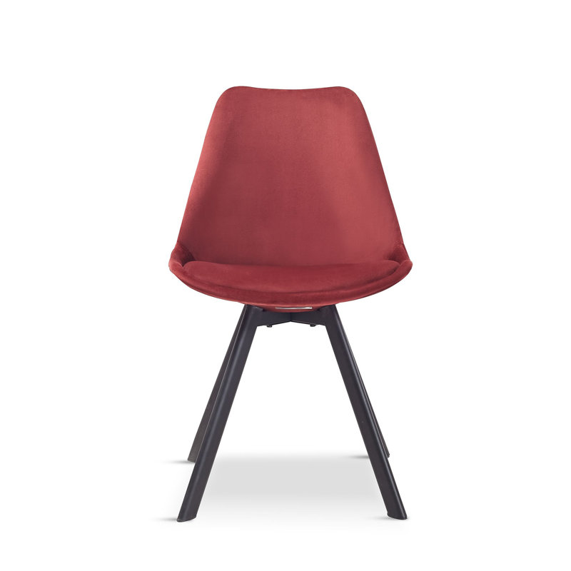4 Rivas Velvet Upholstered Dining Chairs, 4, Red