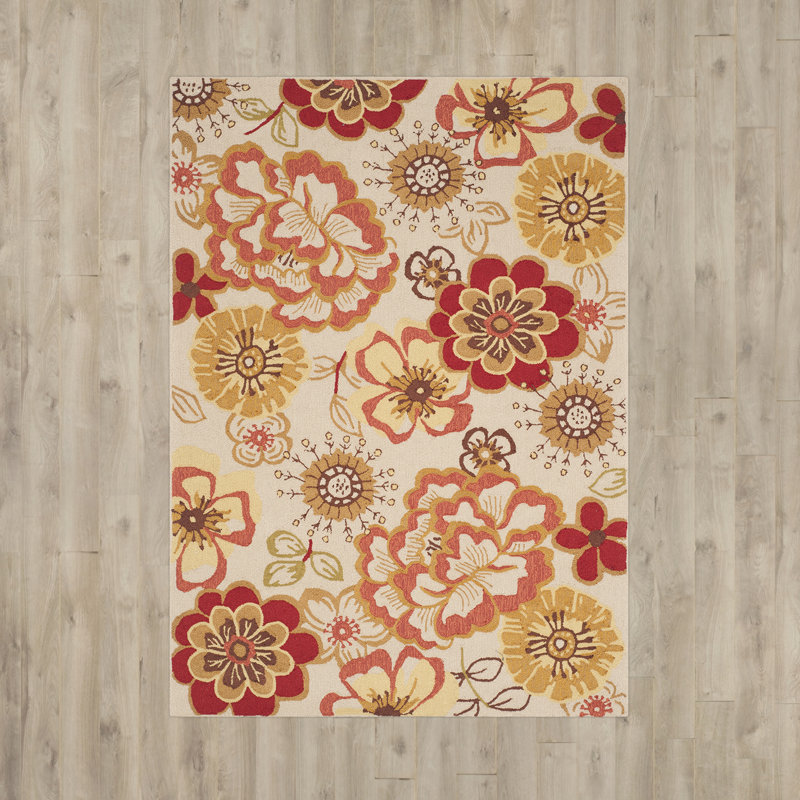 Tapis performance floral crocheté à la main Josephine, Rectangle 4 pi x 6 pi