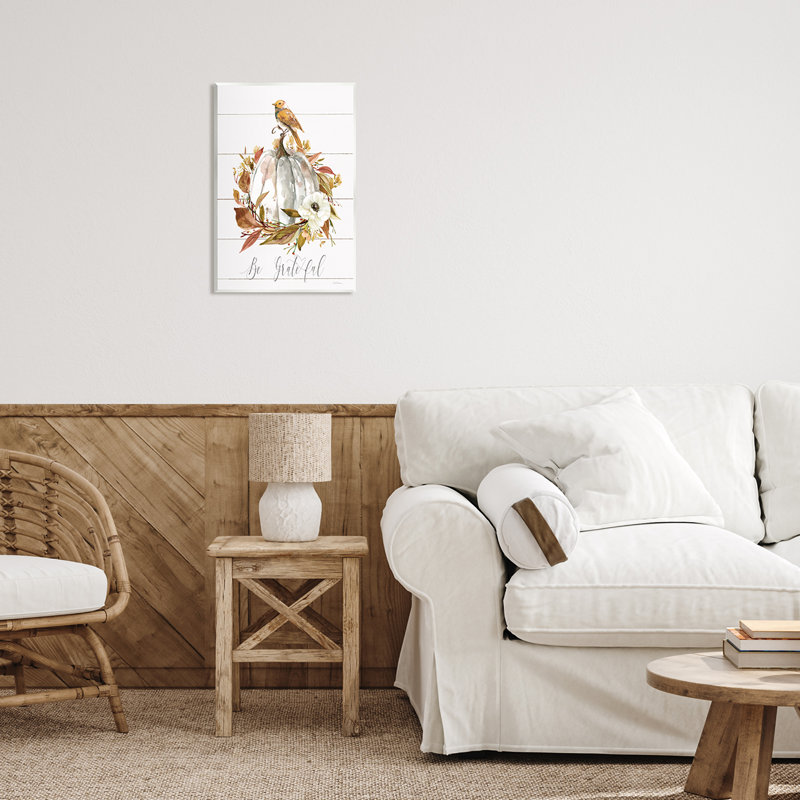 Be Grateful Fall Pumpkin Botanical MDF Wall Art