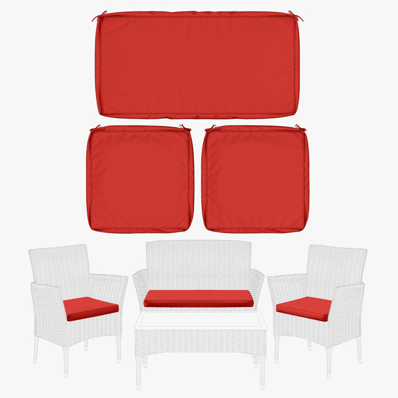 Cartert 3Pcs Outdoor Cushion Cover Set And Patio Seat Cushion Covers, Only Covers, Red