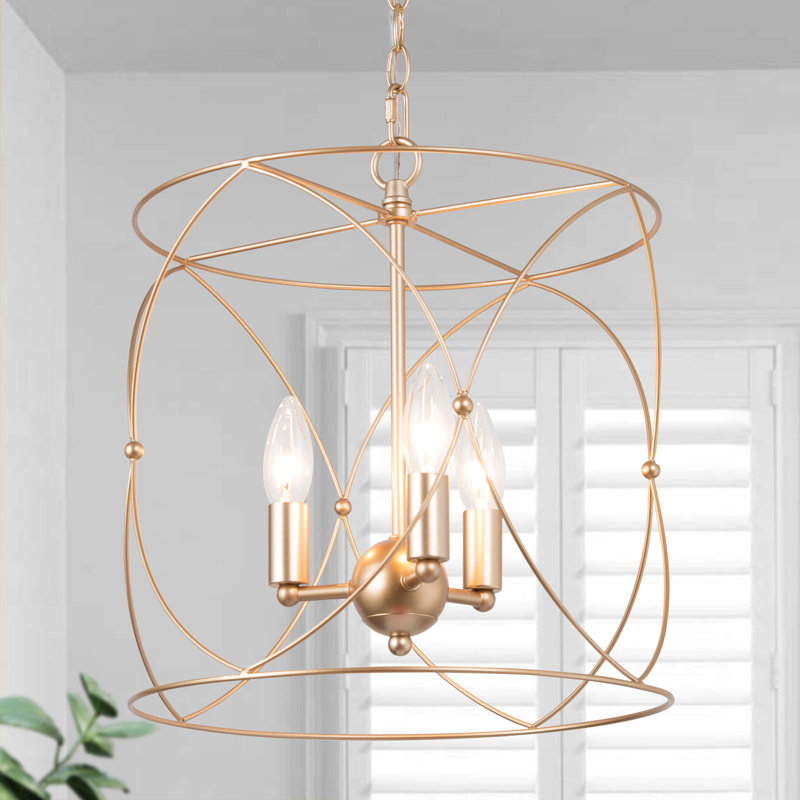 Atsumi 3 - Light Unique/Statement Drum Chandelier, Gold