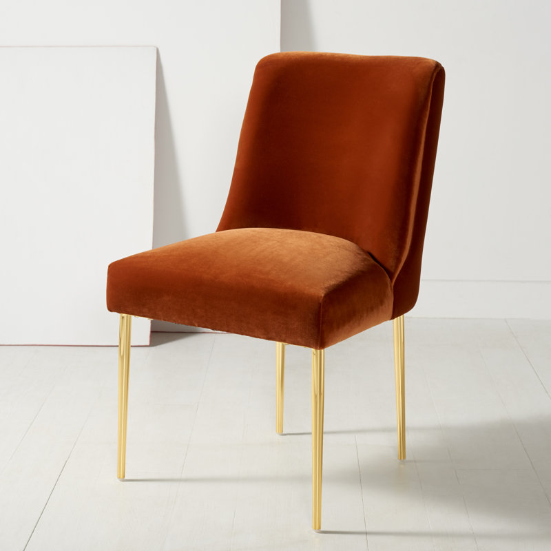 Pine Lake 20.25'' H Upholstered Side Chair, Velvet Rust