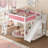 Full Loft Bed with Storage Shelves and Wardrobe, Solid Wood Loft Beds with Detachable Slide and Ladders, No Spring Box Needed, Pink and White-2023270916-2023270919