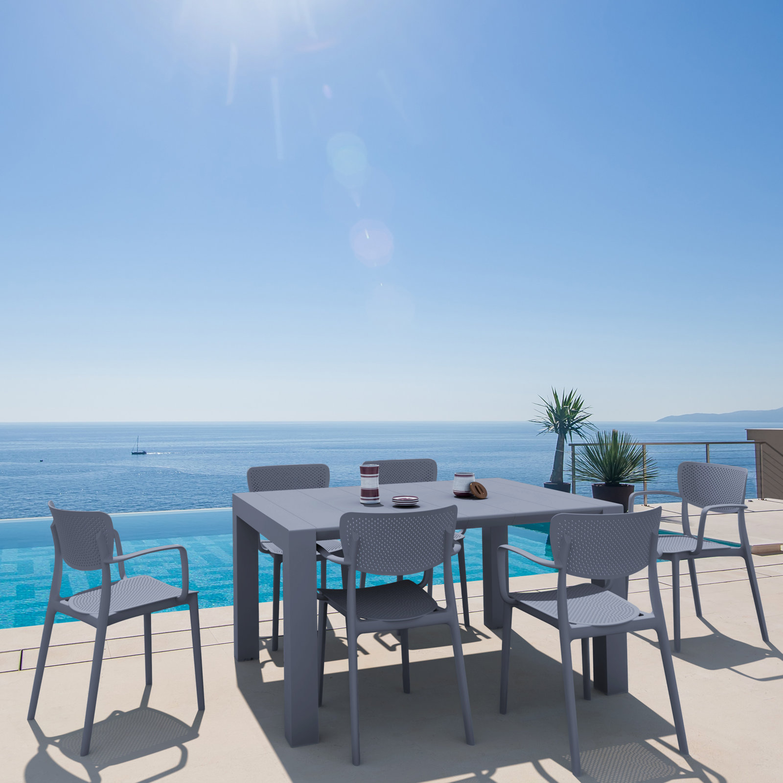 Farrah 39 " Extendable Patio Dining Table, Dark Gray
