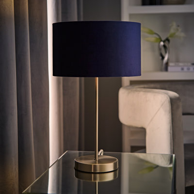 Dadiva Brushed Chrome Stem Table Lamp with Velvet Reni Shade