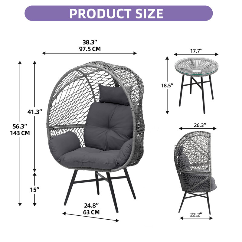Chaise Egg avec table de bout, gris