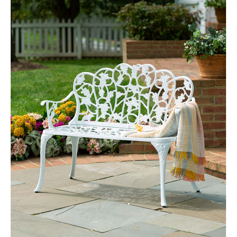 Banc de jardin en aluminium Grapevine, blanc