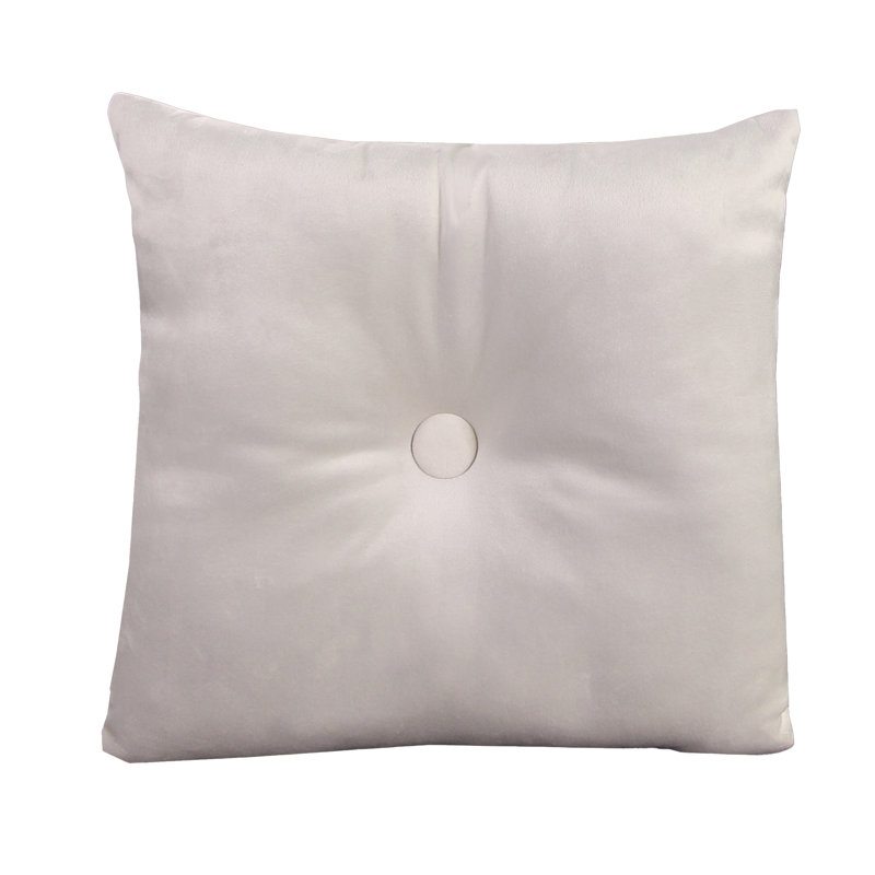 16" x 16" Tufted Indoor Throw Pillow with Button, Cream, 18"H x 18"W
