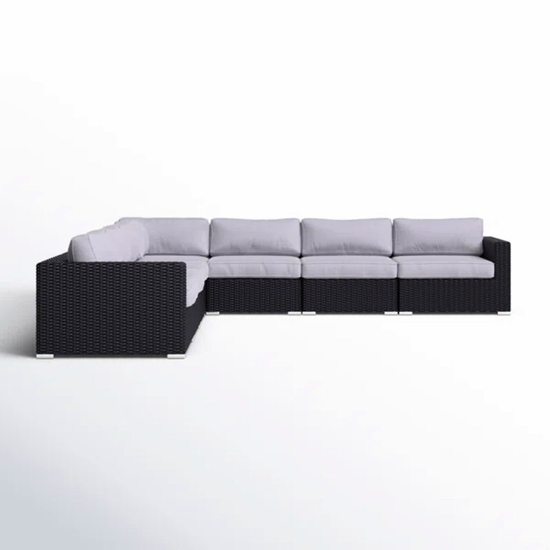 Canapé modulaire d'extérieur de 122 po de largeur avec résistance - coussins de soutien et dossier relaxant de 122 po
