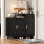 Élégante armoire à chaussures avec portes arquées et tiroir, buffet de rangement de style crème avec tablettes réglables et pieds en bois massif pour le vestibule, le salon, le noir