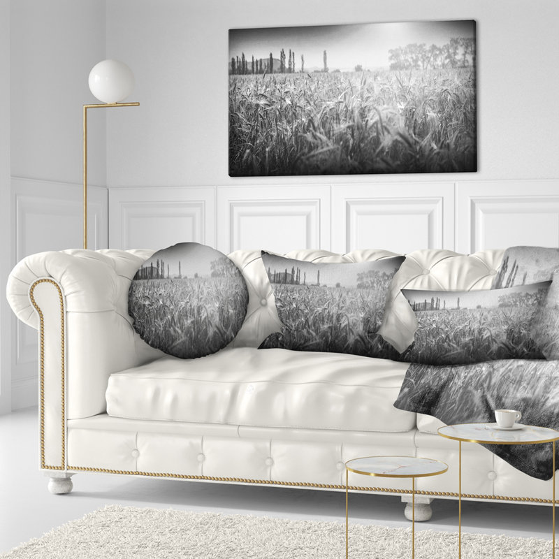 Coussin paysage et blé, 16 po x 16 po, Carré