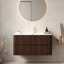 Meuble-lavabo mural 36 po Serenita avec lavabo en céramique, tiroirs à fermeture en douceur et finition grain de bois noyer
