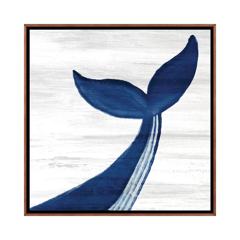 «Whale Tails II» par Ann Bailey - impression d'art graphique, Toile avec cadre en bois brun classique, Aucun mat