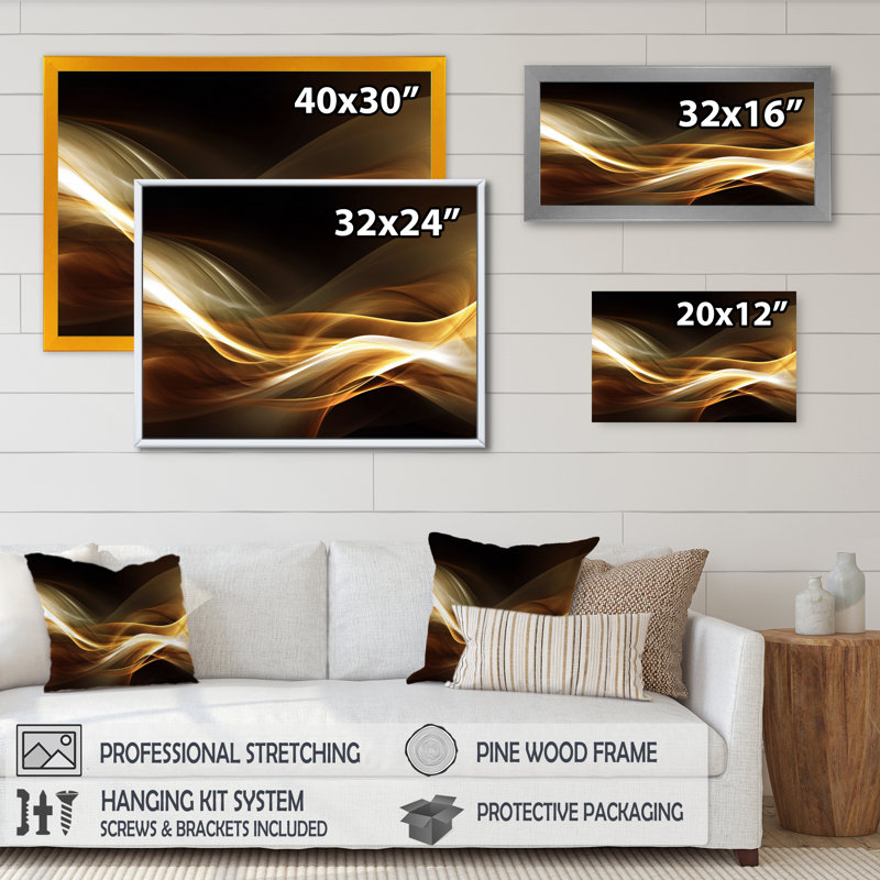Art moderne sur toile, "Gold Elegant Modern Sofa II", Cadre d'angle fermé noir, H 12 po x l 20 po x P 1 po