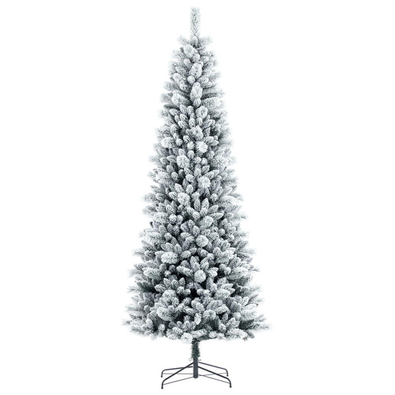  Arbre de Noël artificiel pin blanc enneigé 6 pi x 30 po avec 554 pointes réalistes en PE / PVC et base en métal, H 6 pi