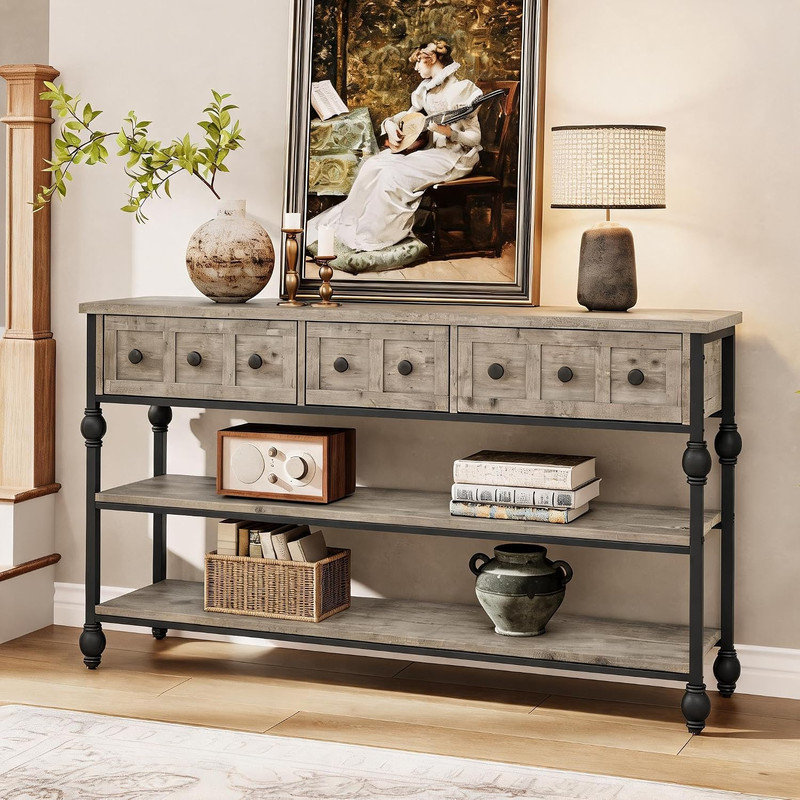 52.56 " W Console Table, Grey New / Grey, Nouveau gris, Gris