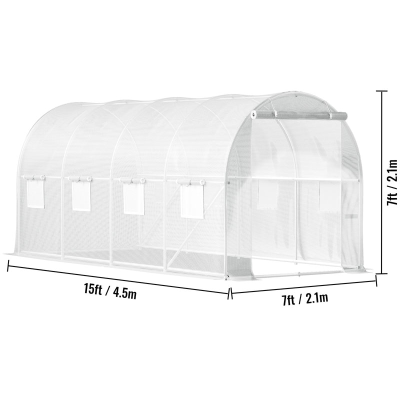 Stellweilan 15 x 7 x 7 ft Walk-in Tunnel Greenhouse, White