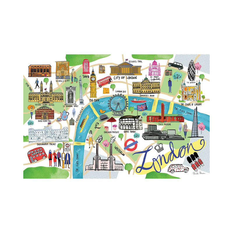 London Map by - Toile tendue, H 12 po x l 18 po x 1,5 po