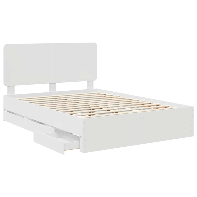 Vidaxl Bed Frame With Drawer Grey Sonoma 100 X 200 Cm Engineer Wood, Kingsize (5'), White