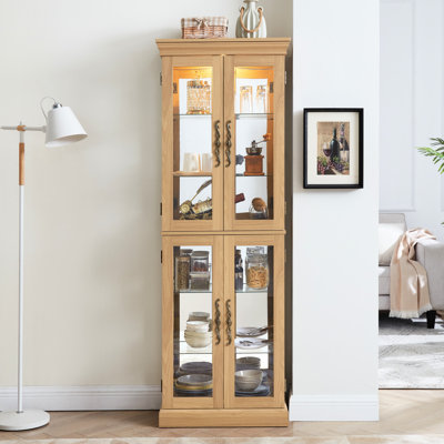 Exquisite Lighted Cabinet For Office - Oak Storage With Elegant Style