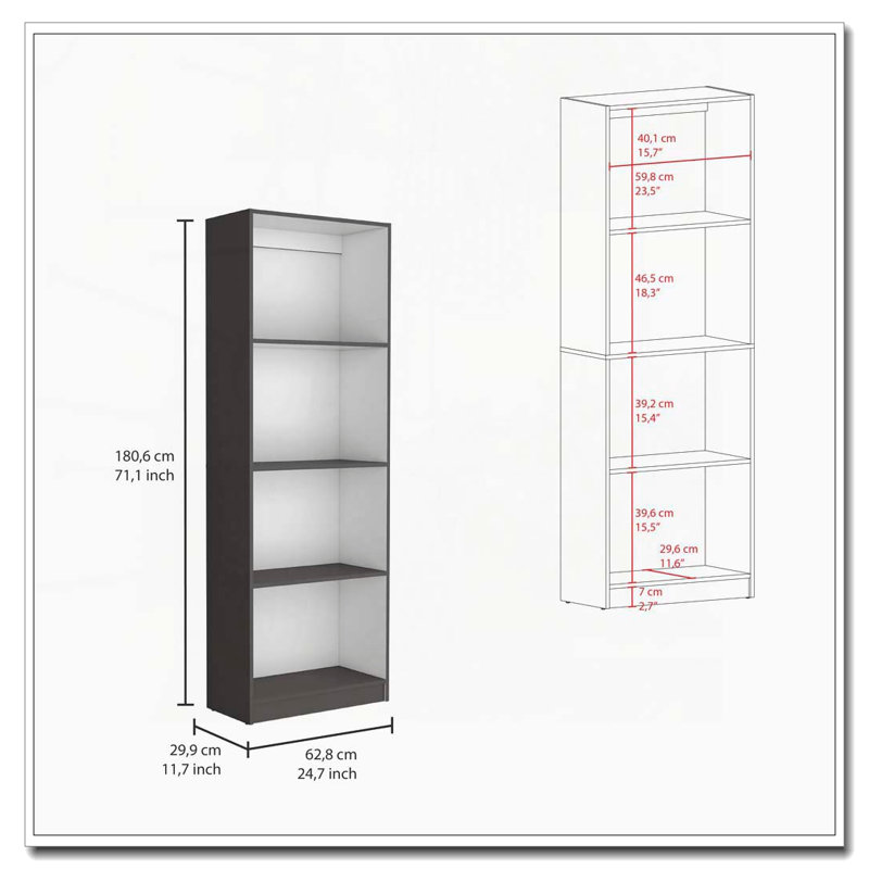 Bibliothèque Home avec présentoir moderne à 4 tablettes